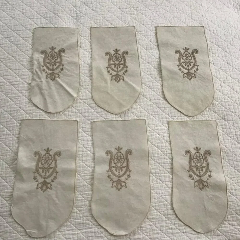 Vintage Tea Towel Guest/Powder Room, Linen, Off White, Flower Embroidery‎ (6)